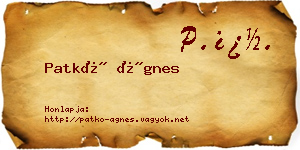 Patkó Ágnes névjegykártya