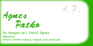 agnes patko business card